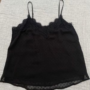 Lace Trim Cami With Polka Dot Detail